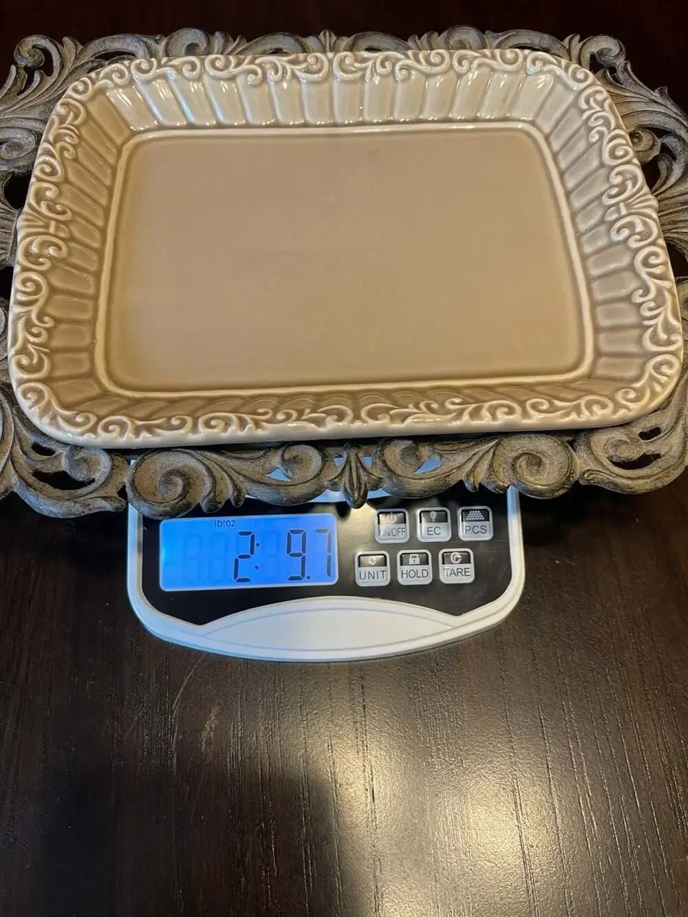 Drake Designs Ceramic Baking Dish with Ornate Metal Holder